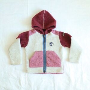 Vintage 90s Napapijri Kids Pink Sherpa Fleece Parka / 4T
